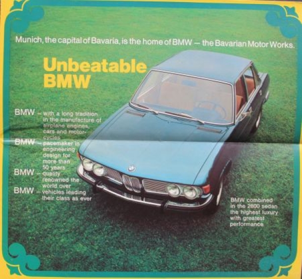BMW Modelprogram 1972 "Bavaria's unbeatable" Carbrochure (8563)